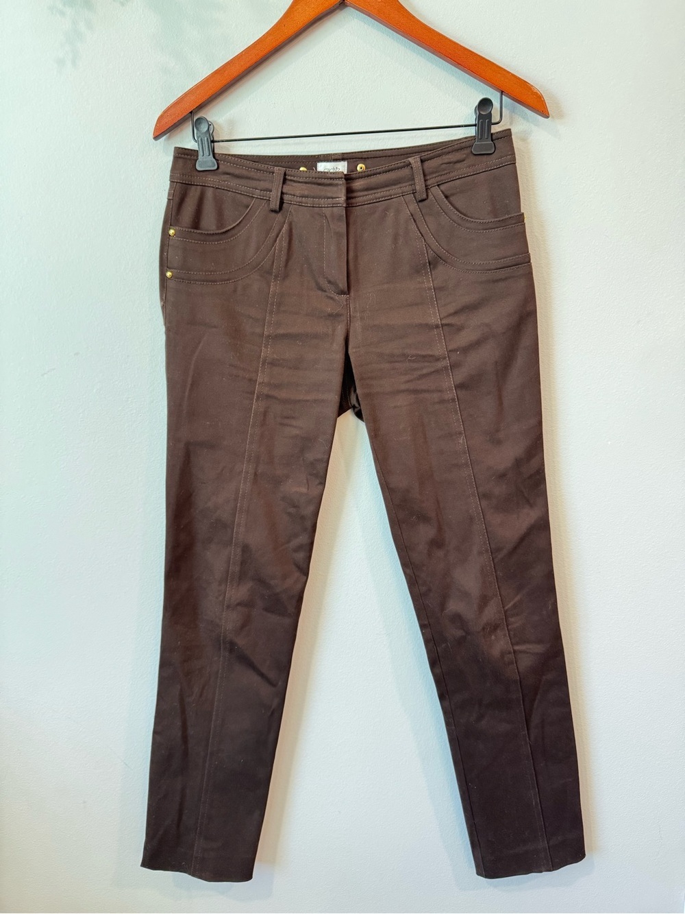 Cache Slim Straight Brown Pants Sz 0